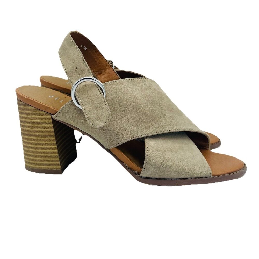 Jellypop Shoes Womens Size 9.5M Brown Agatha Sandals Buckle Block Heels Open Toe